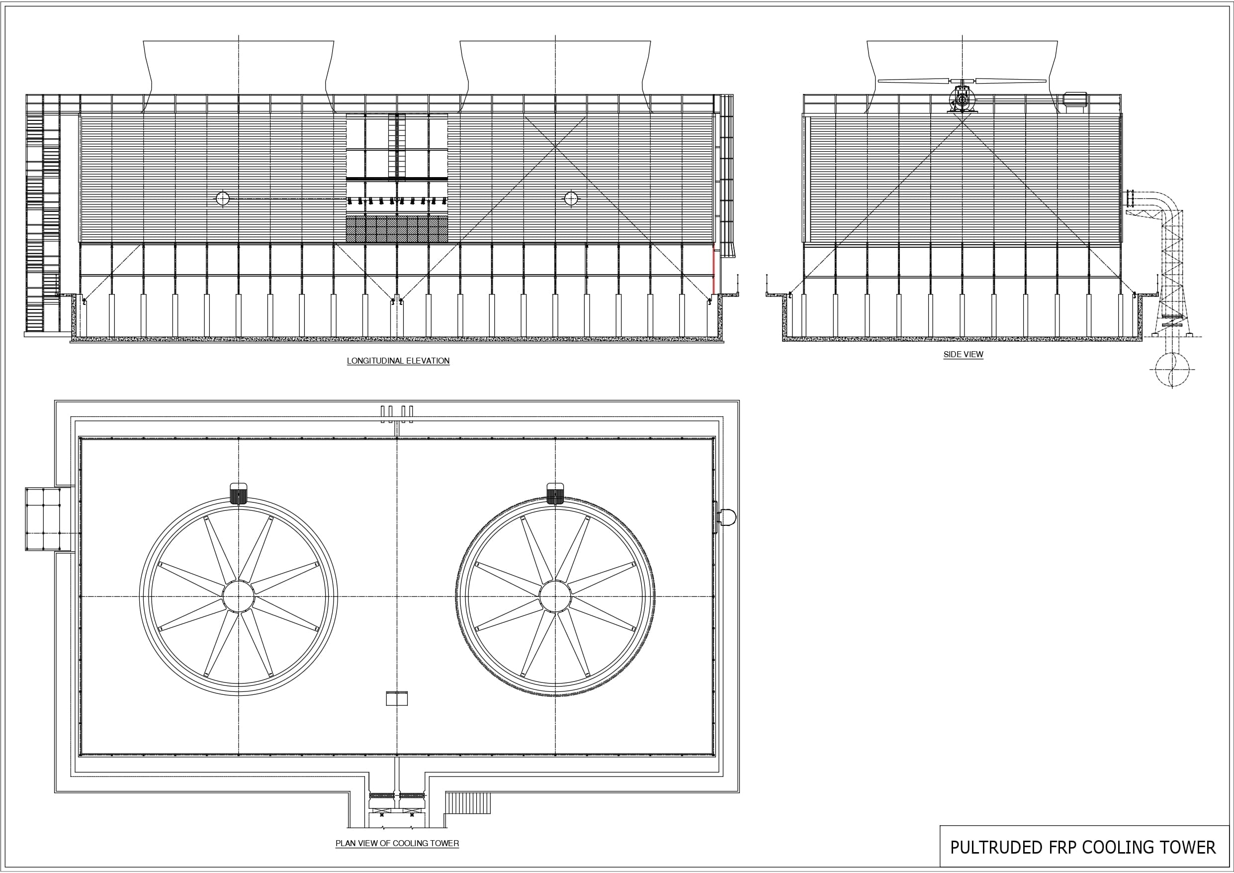 Pultruded FRP Cooling Tower Technical Drawing
